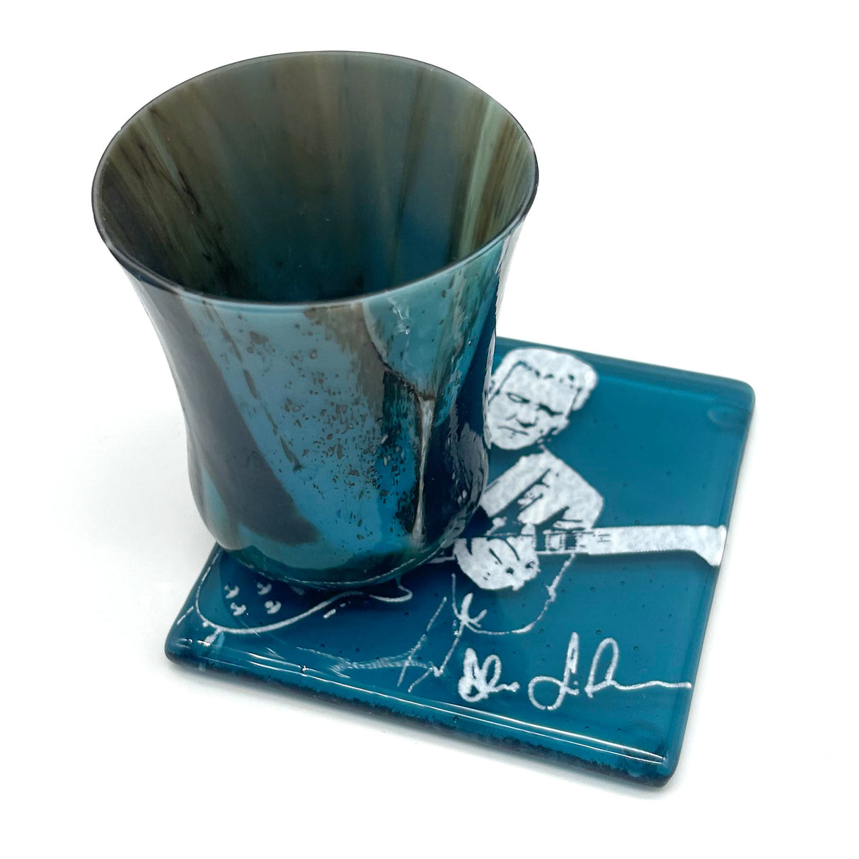 Alex Lifeson Handmade 4" Fused Glass Single Coaster