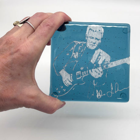 Alex Lifeson Handmade 4" Fused Glass Single Coaster