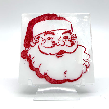 Vintage Santa Fused Glass 4" Single Coaster