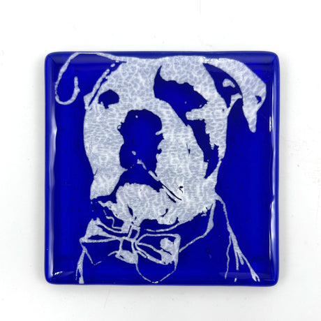 Bully Dog (Scout) Handmade 4" Handmade Fused Glass Coaster