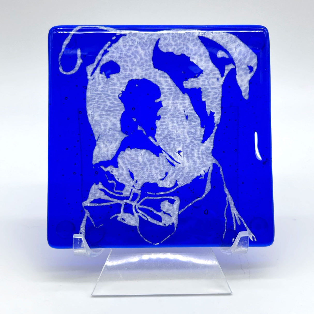 Bully Dog (Scout) Handmade 4" Handmade Fused Glass Coaster