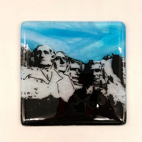 Mount Rushmore South Dakota Fused Glass 4" Single Coaster - made to order