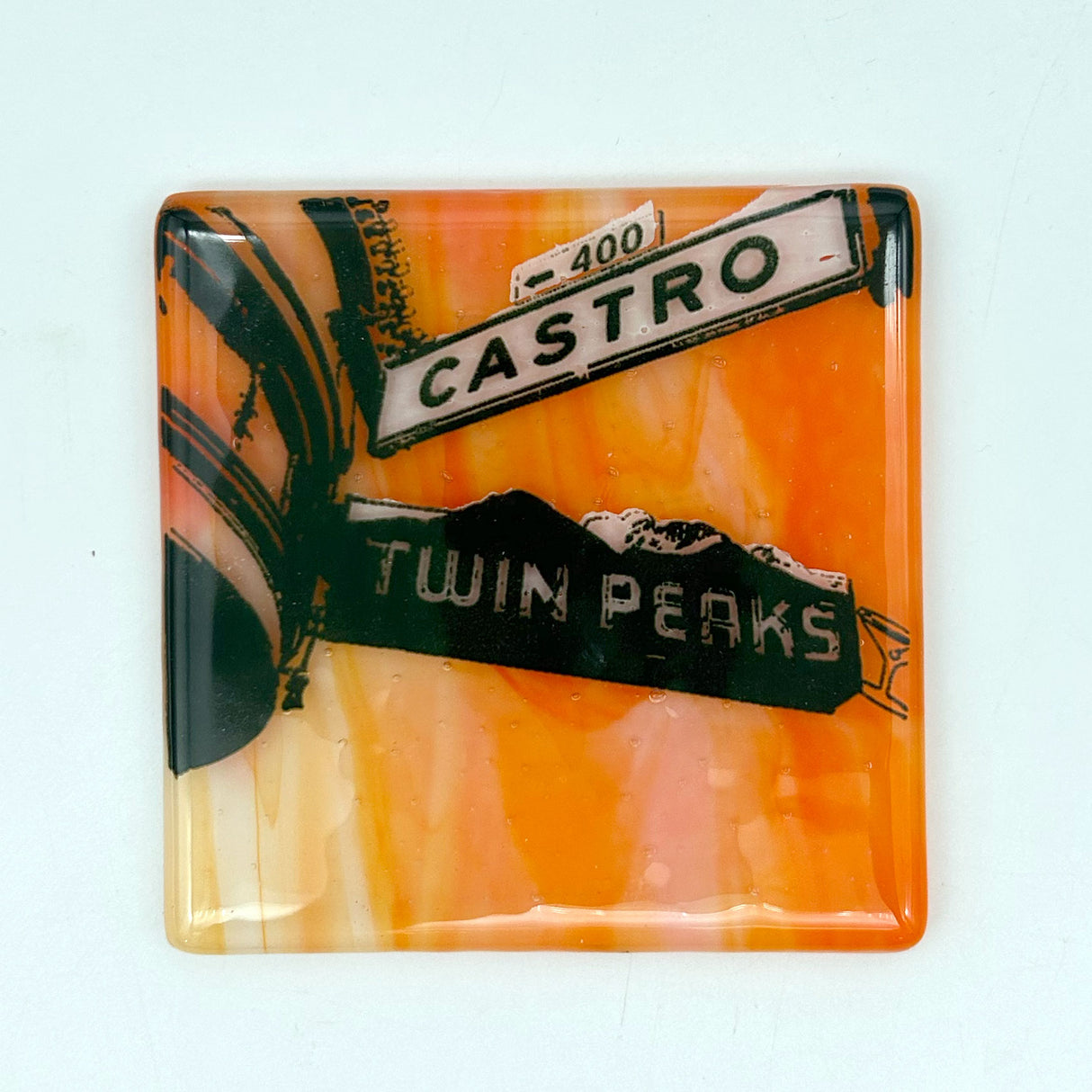 San Francisco Castro Street  Fused Glass 4" Single Coaster