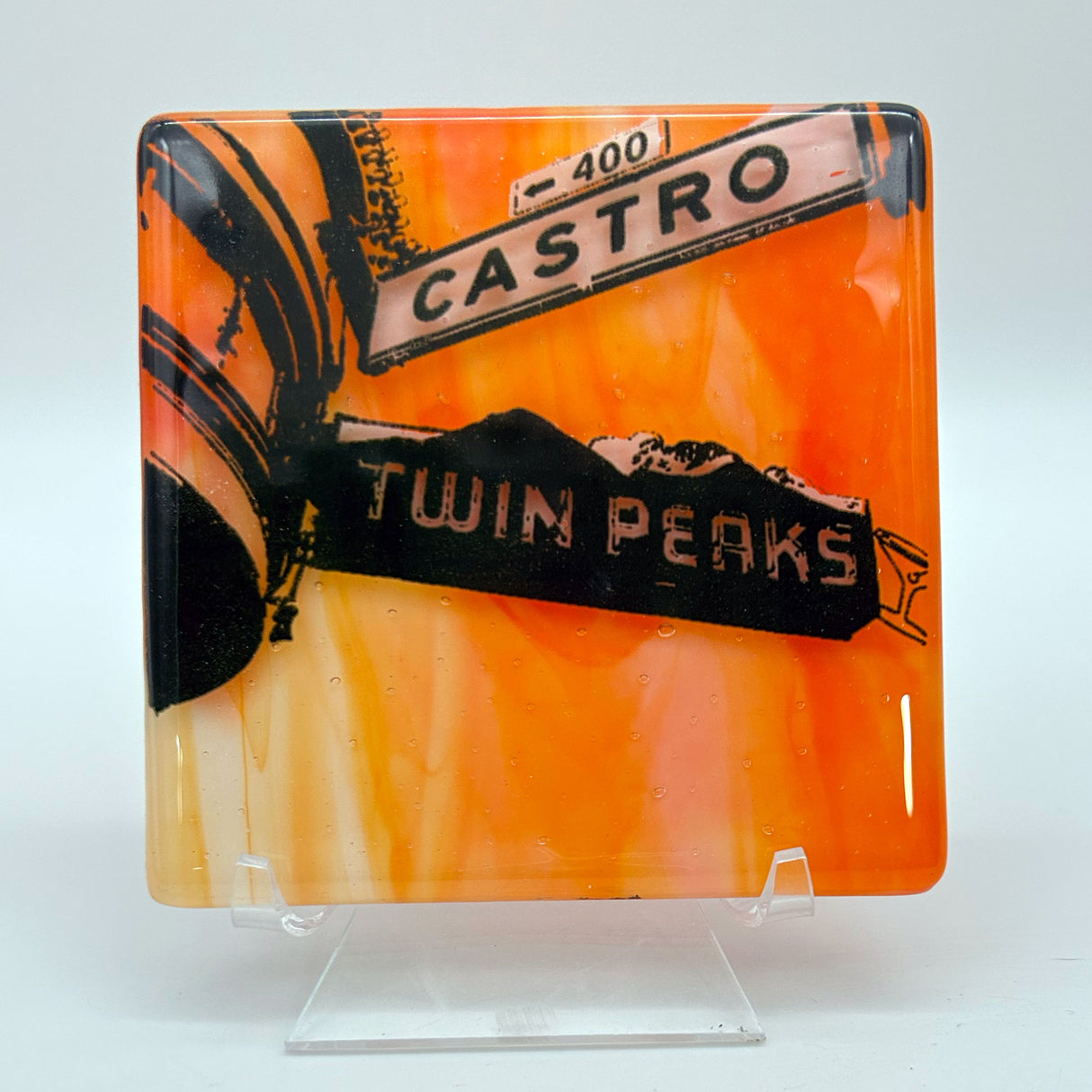 San Francisco Castro Street  Fused Glass 4" Single Coaster
