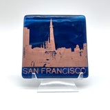 San Francisco Sunset Skyline 4" Fused Glass Coaster
