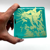 Fancy Cat (Suki) Handmade 4" Handmade Fused Glass Coaster