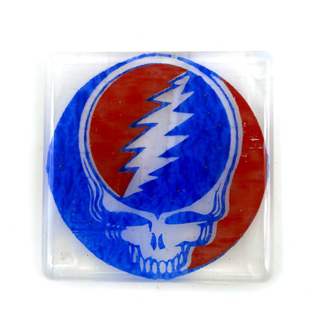 Steal Your Face Grateful Dead Handmade 4" Single Fused Glass Coaster