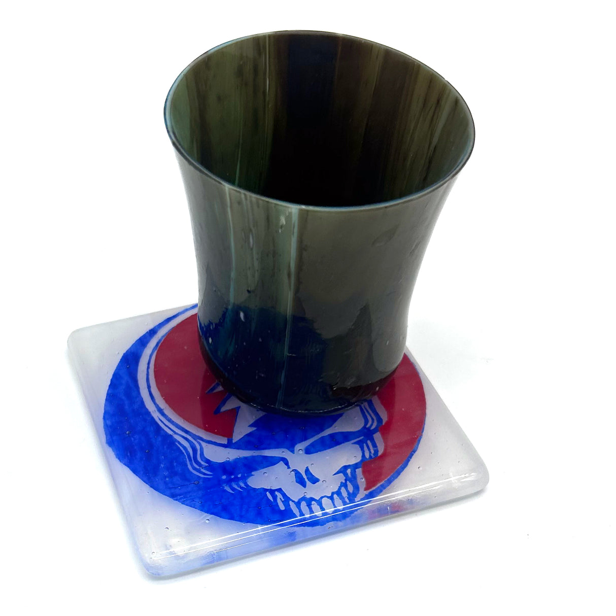 Steal Your Face Grateful Dead Handmade 4" Single Fused Glass Coaster