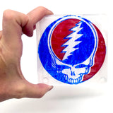 Steal Your Face Grateful Dead Handmade 4" Single Fused Glass Coaster
