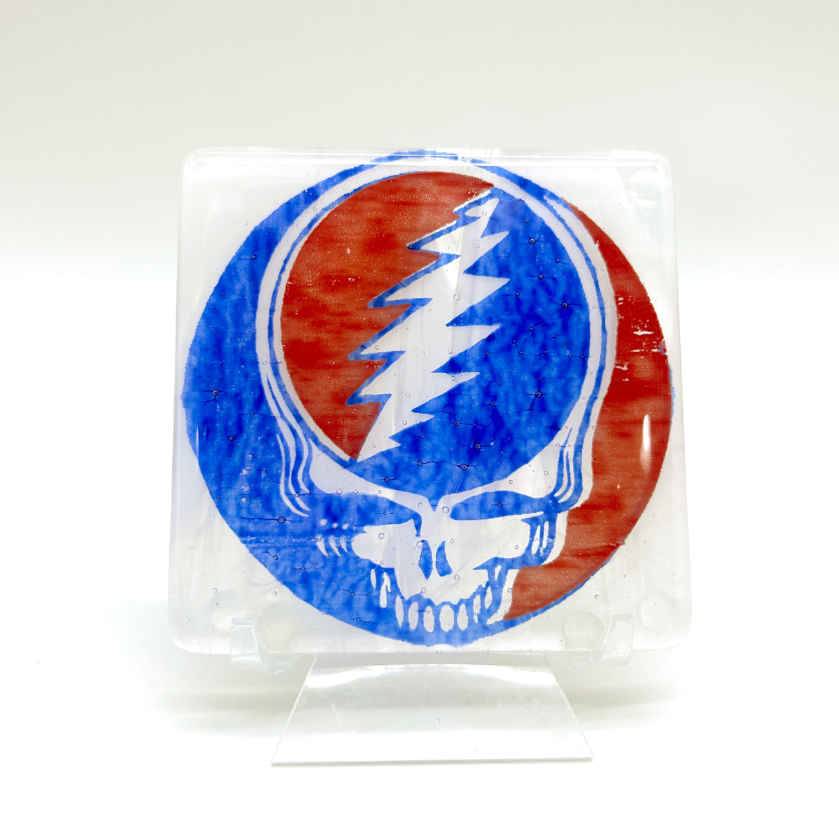 Steal Your Face Grateful Dead Handmade 4" Single Fused Glass Coaster