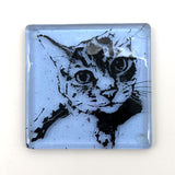 Tabby Cat Handmade 4" Handmade Fused Glass Coaster