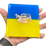 Ukrainian Flag with Peace Dove Fused Glass 4" Single Coaster