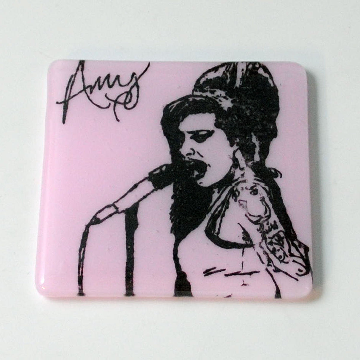 Amy Winehouse  Fused Glass 4" Single Coaster (discontinued color)