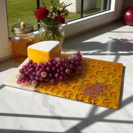 Honeybee 7x11" Fused Glass Cheese Plate