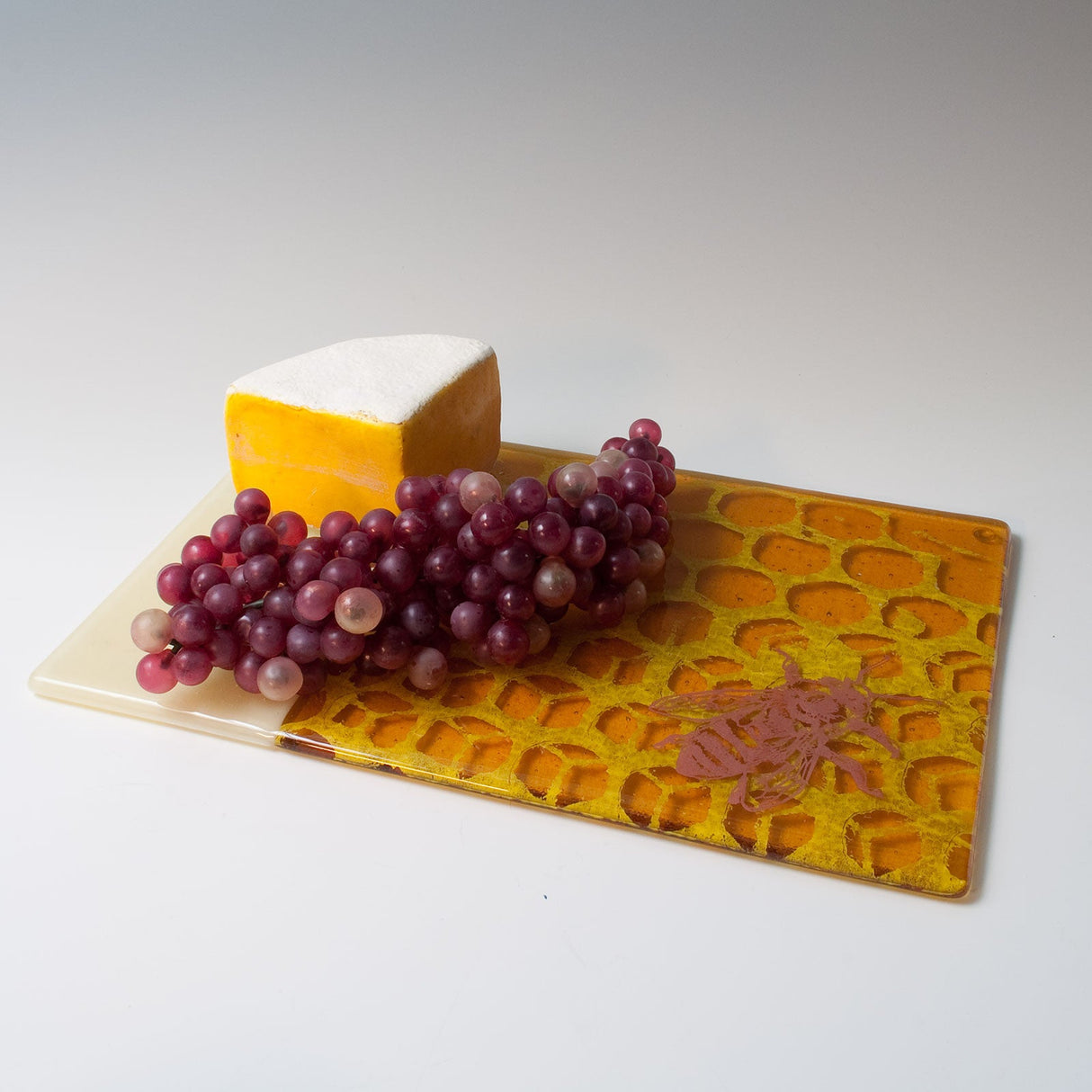 Honeybee 7x11" Fused Glass Cheese Plate