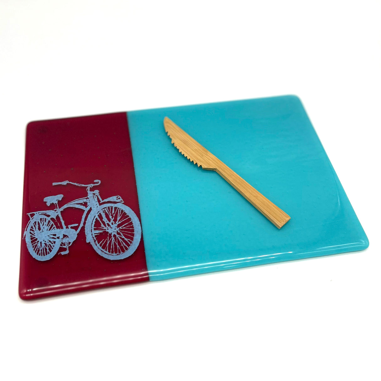 Bike 7x11" Fused Glass Cheese Plate
