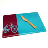 Bike 7x11" Fused Glass Cheese Plate
