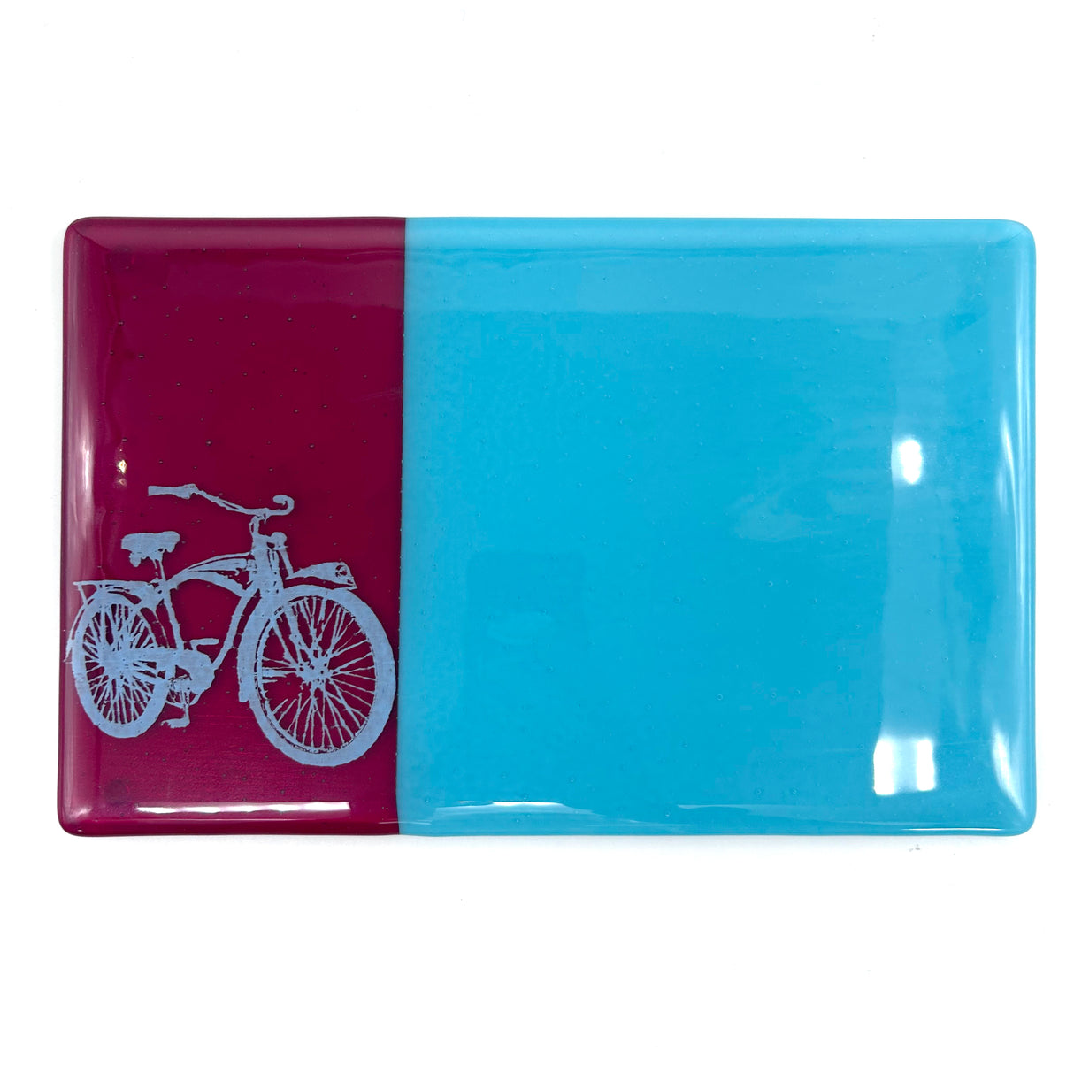 Bike 7x11" Fused Glass Cheese Plate