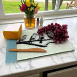 Birds on a Wire 7x11" Fused Glass Cheese Plate