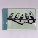 Birds On A Wire 7x11" Fused Glass Cheese Plate