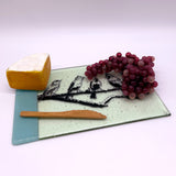 Birds On A Wire 7x11" Fused Glass Cheese Plate