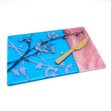 Cherry Blossom  7x11" Fused Glass Cheese Plate