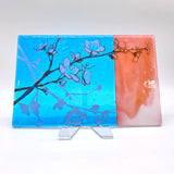 Cherry Blossom  7x11" Fused Glass Cheese Plate