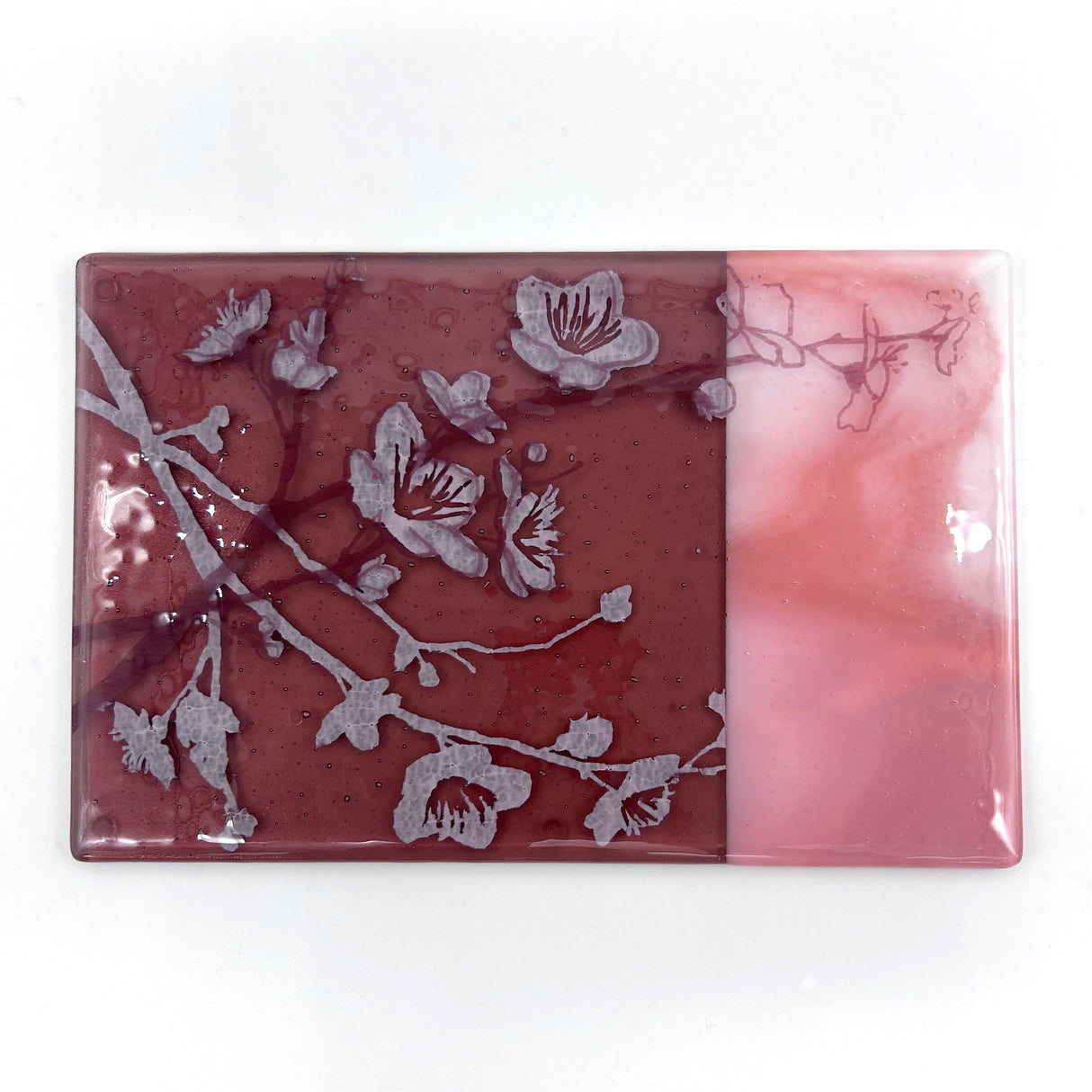 Cherry Blossom  7x11" Fused Glass Cheese Plate