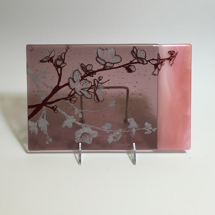 Cherry Blossom  7x11" Fused Glass Cheese Plate