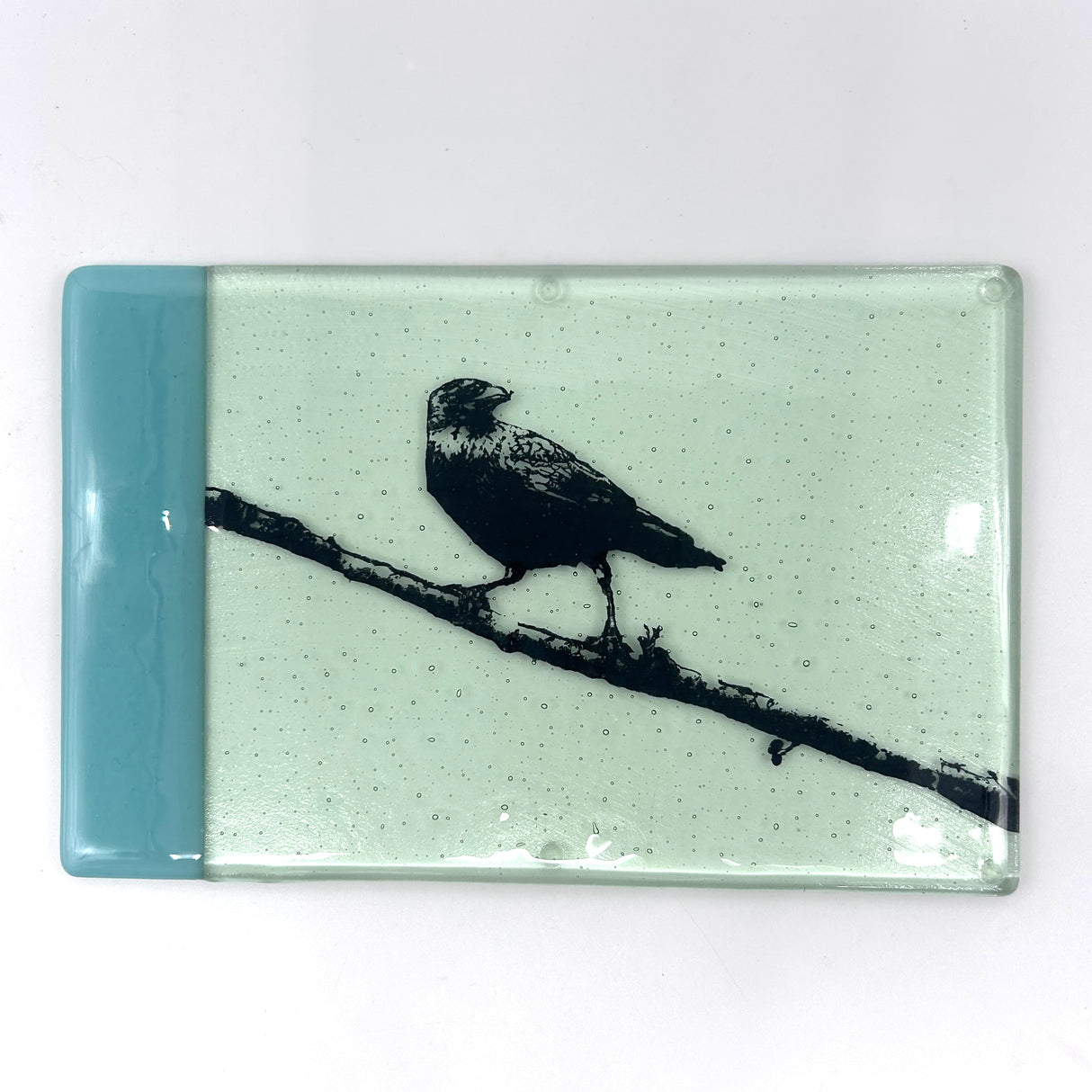 Crow 7x11" Fused Glass Cheese Plate