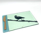 Crow 7x11" Fused Glass Cheese Plate