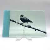 Crow 7x11" Fused Glass Cheese Plate