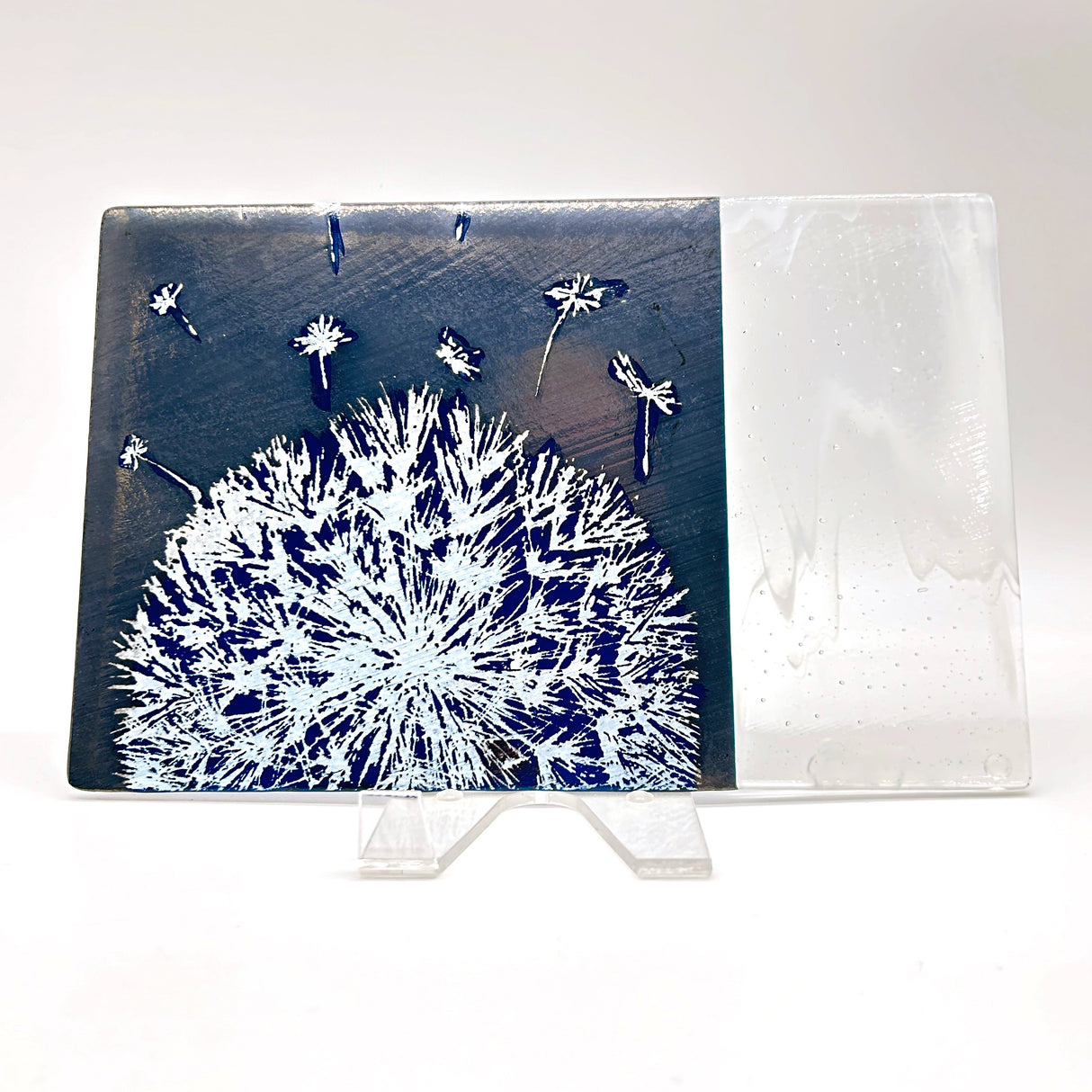 Dandelion 7x11" Fused Glass Cheese Plate