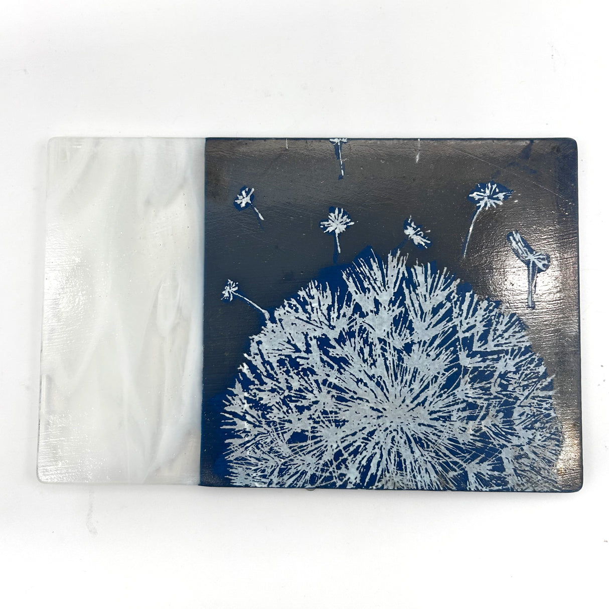 Dandelion 7x11" Fused Glass Cheese Plate