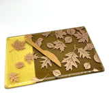 Falling Autumn Leaves 7x11" Fused Glass Cheese Plate
