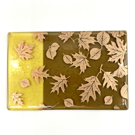 Falling Autumn Leaves 7x11" Fused Glass Cheese Plate