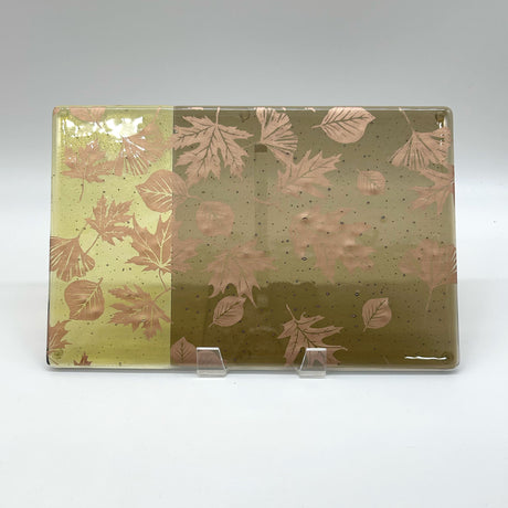 Falling Autumn Leaves 7x11" Fused Glass Cheese Plate