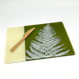 Fern Leaf  7x11" Fused Glass Cheese Plate