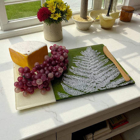 Fern Leaf  7x11" Fused Glass Cheese Plate