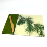 Pine Bough 7x11" Fused Glass Cheese Plate