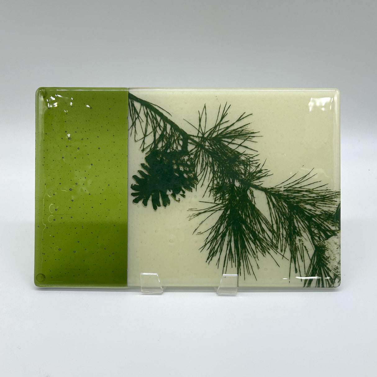 Pine Bough 7x11" Fused Glass Cheese Plate