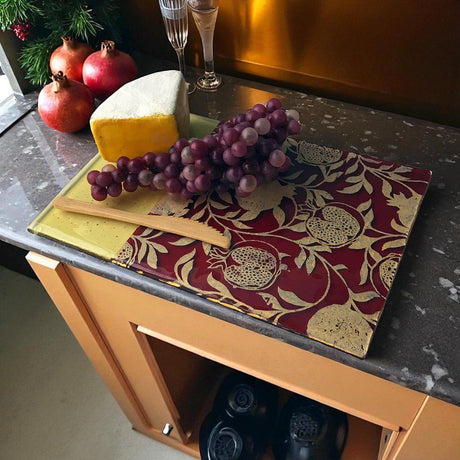Pomegranate 7x11" Fused Glass Cheese Plate