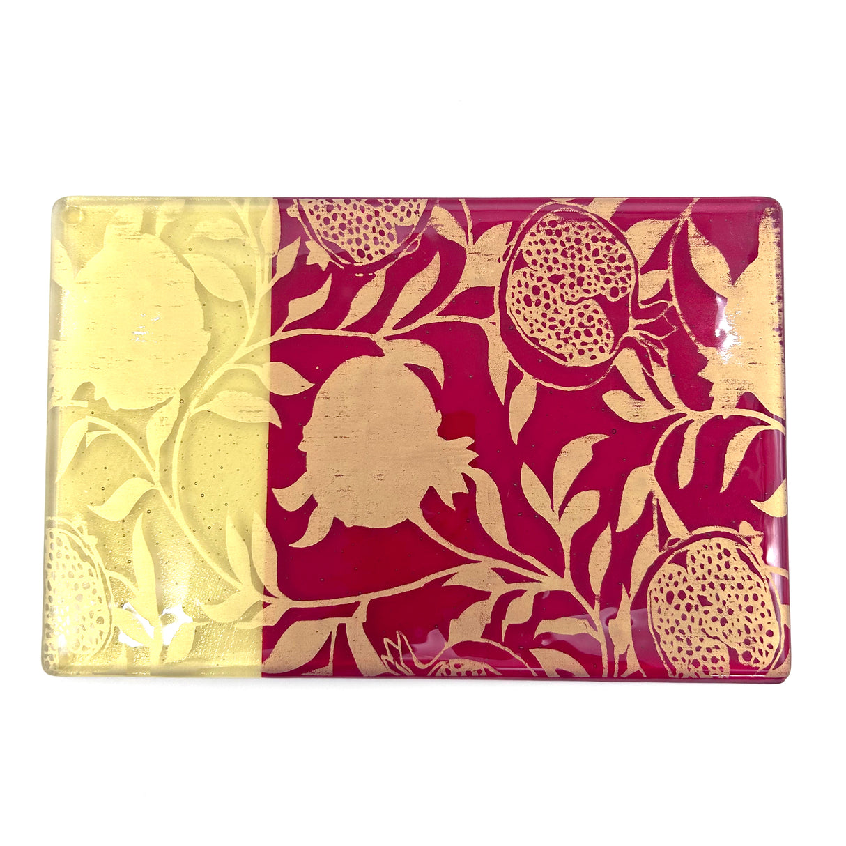 Pomegranate 7x11" Fused Glass Cheese Plate