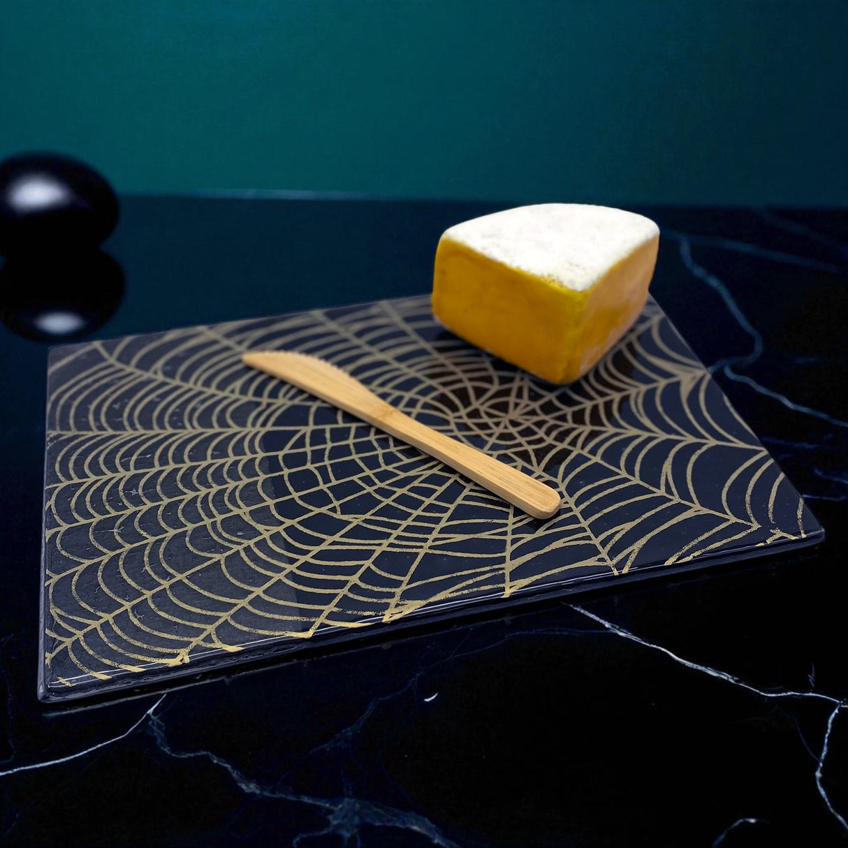 Mystical Spider Web 7x11" Fused Glass Cheese Plate