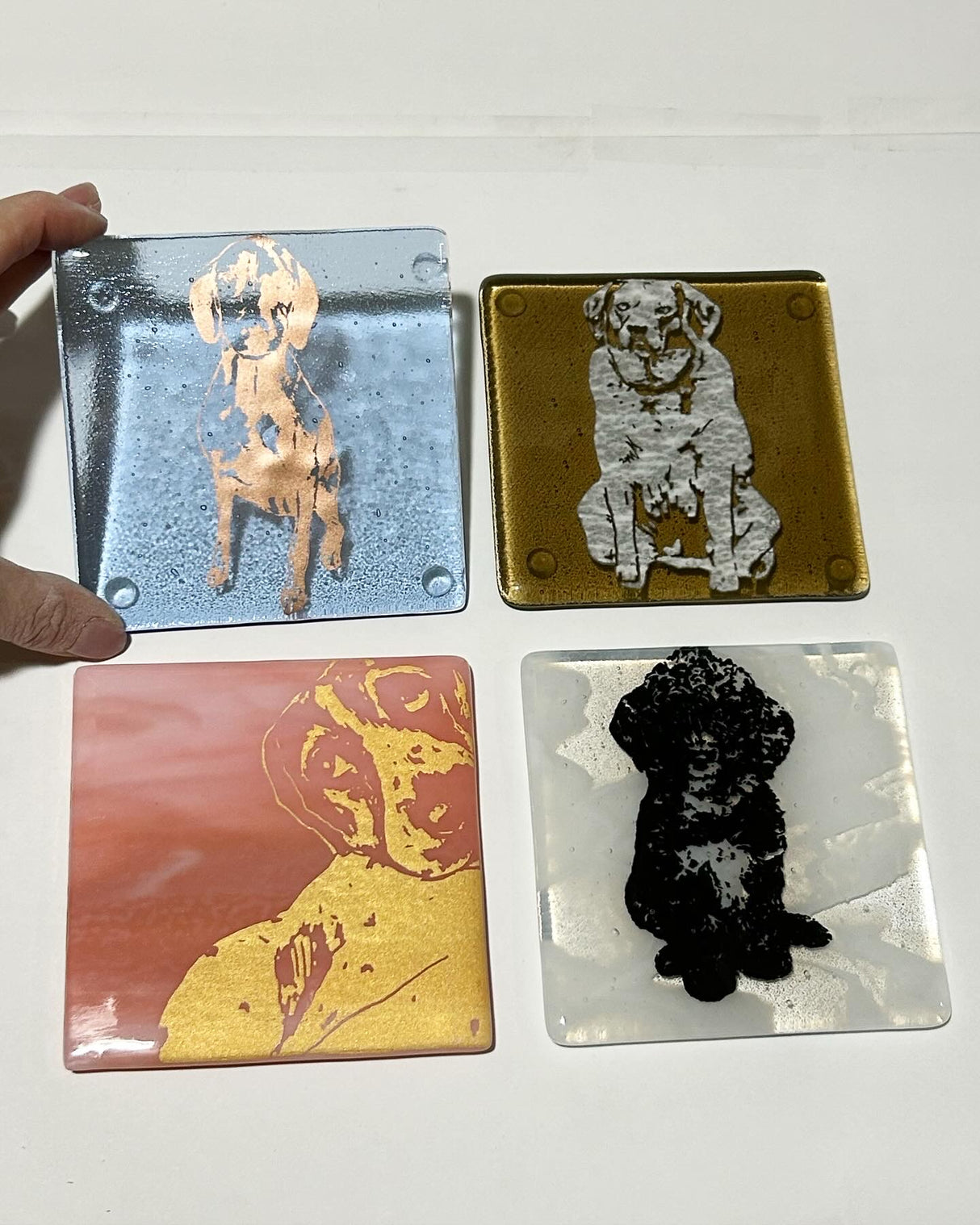 Custom Fused Glass 4" Coaster 4-pack (same design)