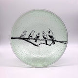 Birds On A Wire Fused Glass Large 13" Serving Bowl