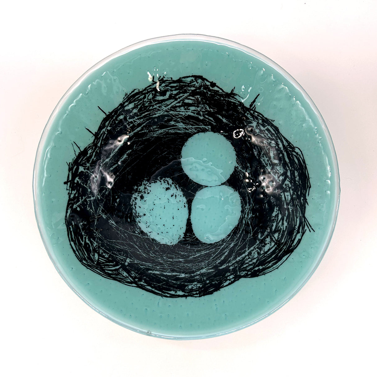 Bird's Nest Fused Glass Large 13" Serving Bowl | Made to order
