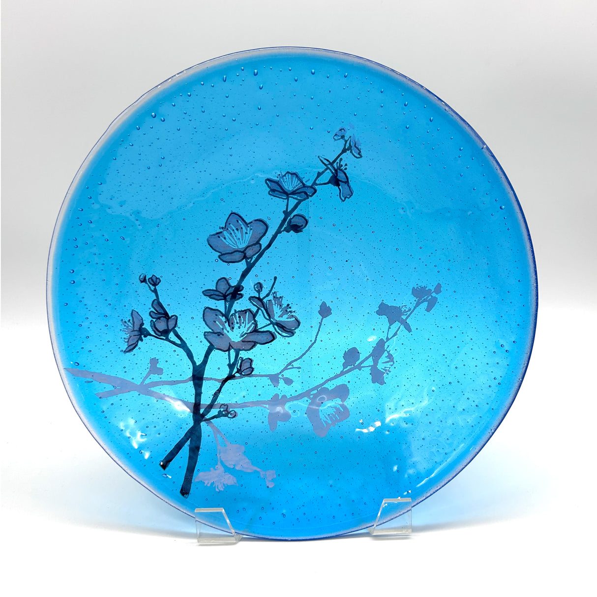 Cherry Blossom Fused Glass Large 13" Serving Bowl | Made to order