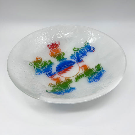 Deadhead Dancing Bears Fused Glass Large 13" Serving Bowl | Made to order