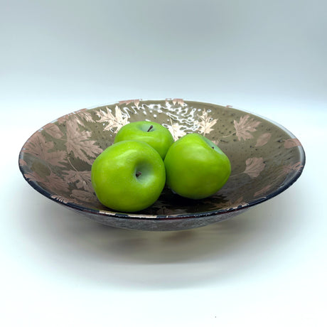Falling Leaves Fused Glass Large 13" Serving Bowl | Made to order